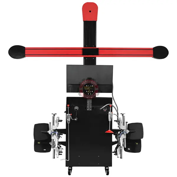 Aligneur 3D GATMATIC GA-300 vu de l'arrière : armoire mobile sur roulettes et poutre équipée