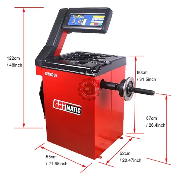 Équilibreuse GATMATIC KWB300, dessin coté 122 x 55 x 52 cm
