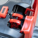 Détail du logement de batterie du transpalette électrique F4-201