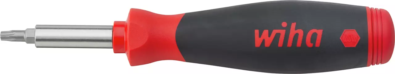 Tournevis Wiha 45292 PocketMax magnetic fermé, manche rouge et noir et tige métallique