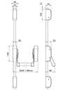 Schema cote ANTIPANIC 402T : encombrement, tringles et entraxes de percage