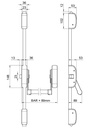 Schema cote ANTIPANIC 403T : encombrement, pene lateral et entraxes