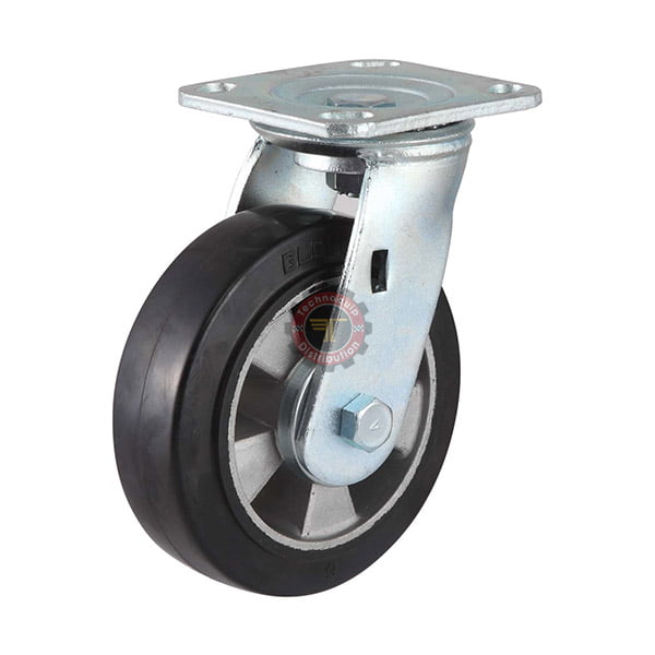Roue pivotante à plaque caoutchouc 200mm