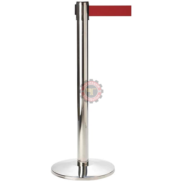 Poteau à sangle couleur inox