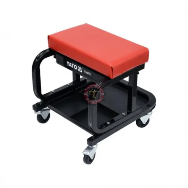Tabouret à roulettes avec plateau à outils 