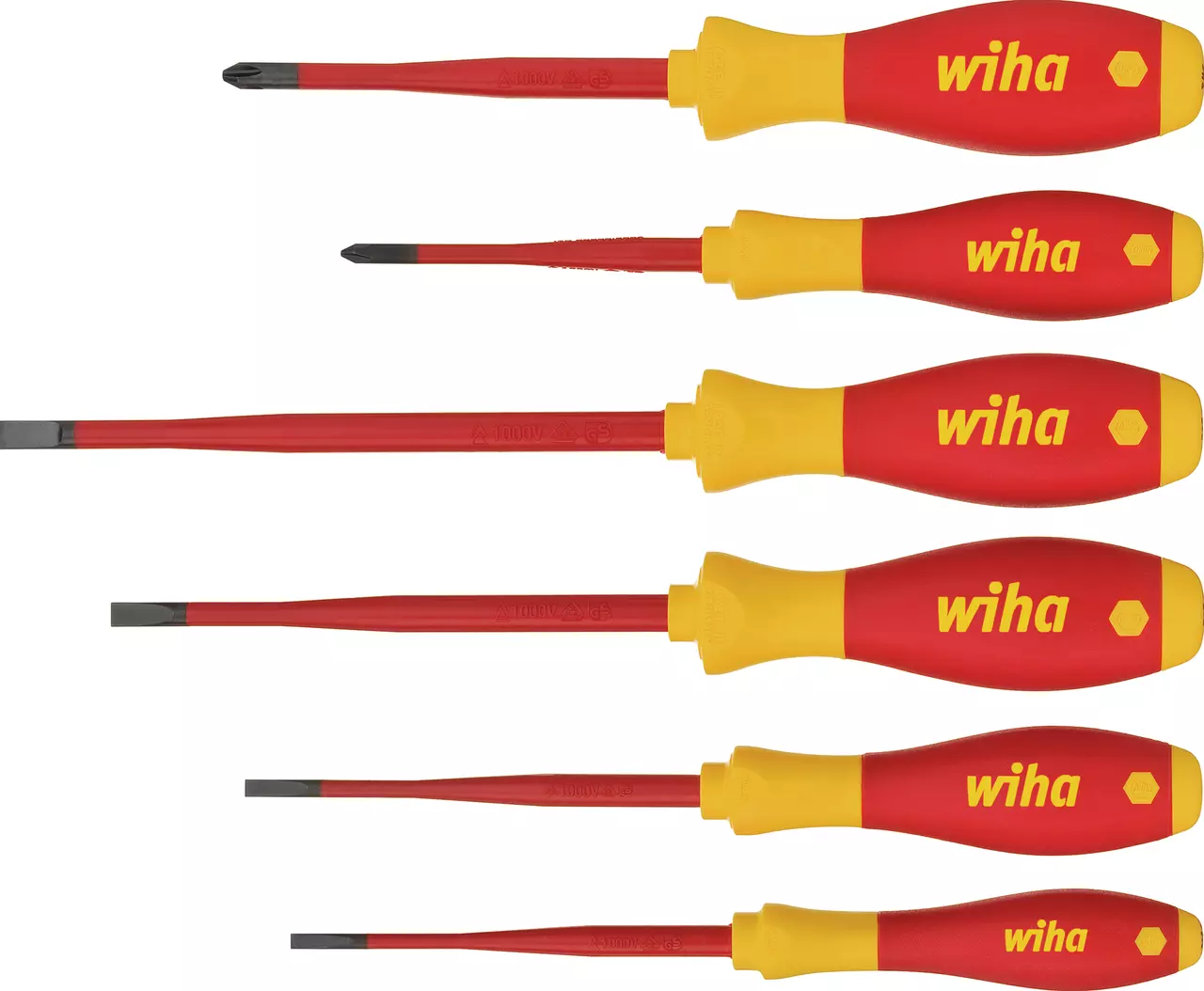Jeu de tournevis SoftFinish electric slimFix Fente, Phillips 6 pièces isolés 1 000 V CA Wiha 35389
