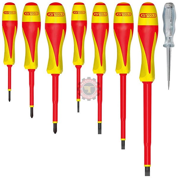 Jeu de 8 tournevis bi-matière isolés 1000V