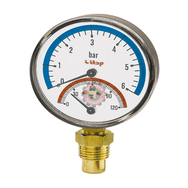 Thermo manomètre raccord radial 6 BAR