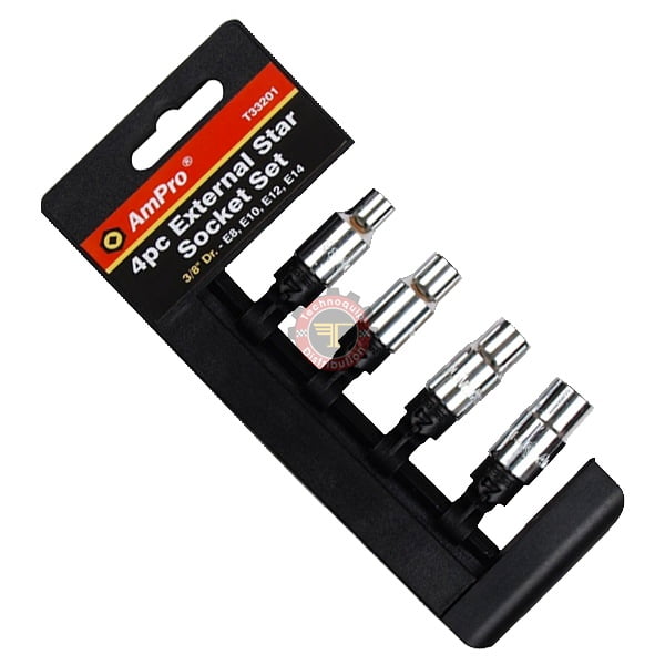 Jeu de 4 douilles Externes en étoile 3/8 T33201