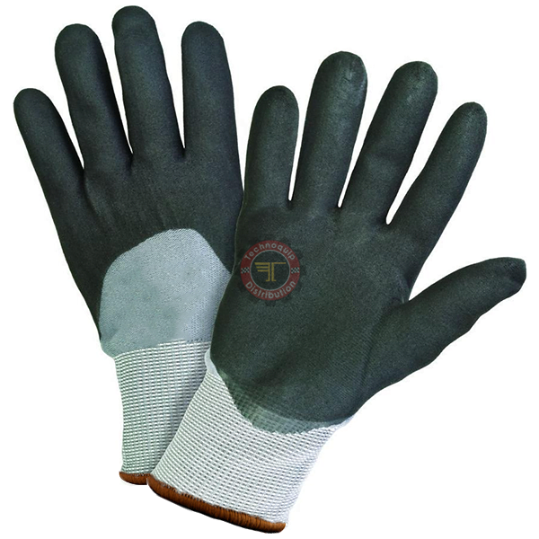 Gant en mousse de nitrile noir sur polyamide gris