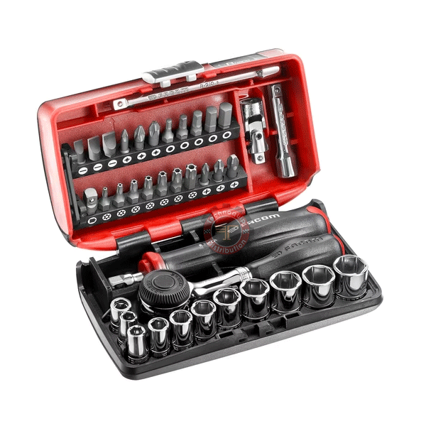Coffret radio 38 pièces nano1/4''avec cliquet à manche rotatif 360° FACOM