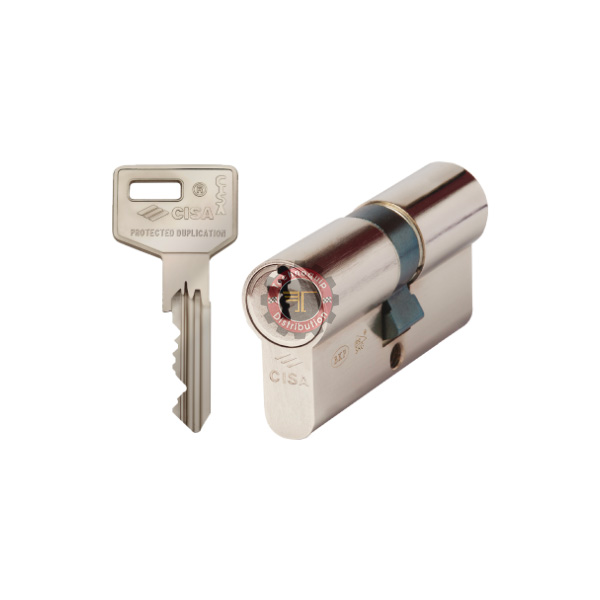 Cylindre européen CISA ASIX 0E300 60 mm, laiton nickelé
