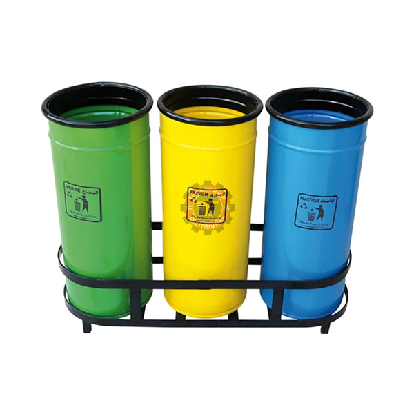 Poubelle bureautique 90L tri-sélectif avec support (3 x 30 litres)