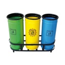 Poubelle bureautique 90L tri-sélectif avec support (3 x 30 litres)