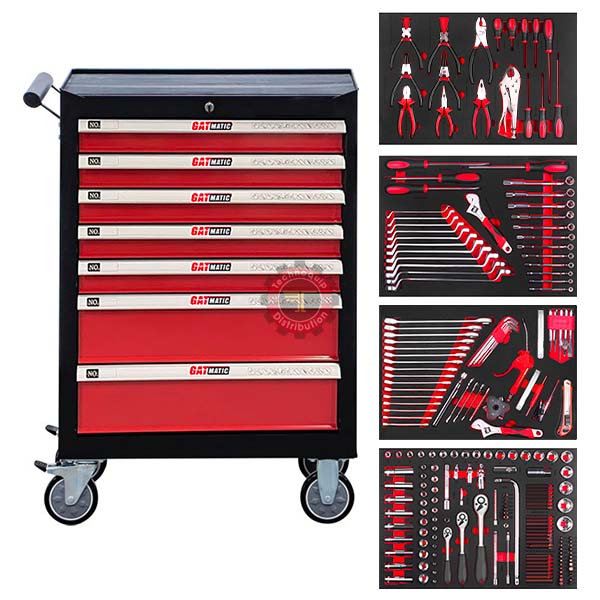Servante à outils garnie 7 tiroirs 232 pièces GATMATIC GTT232