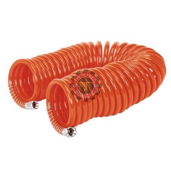 Flexible spiralé équipé d'un embout et d'un coupleur rapide ou raccord 1/4 tunisie pneumatique Technoquip polyuréthane polyéthylène compresseur
