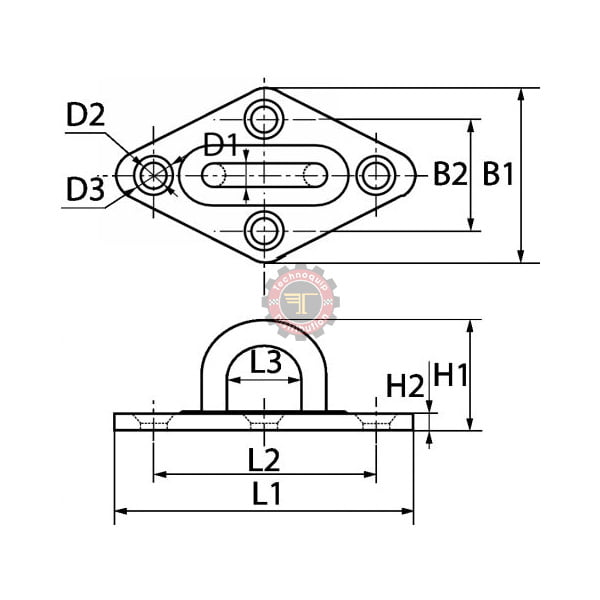 Pontet sur platine diamant embouti & soudé Inox A2 tunisie